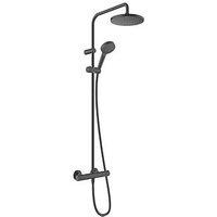 Hansgrohe Vernis Blend Showerpipe 200 HP Rear-Fed Exposed Matt Black Thermostatic Mixer Shower (819VG)