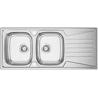Clearwater Trion 2 Bowl Stainless Steel Kitchen Sink 1160mm x 500mm (820FJ)