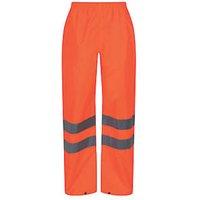Regatta Pro Hi Vis Packaway Trousers Elasticated Waist Orange X Large 40 W 32 L (820JW)