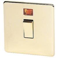 Crabtree Platinum 20A 1-Gang DP Control Switch Polished Brass with Neon (82166)