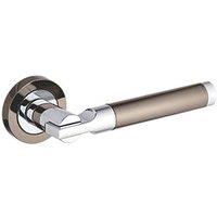 Smith & Locke Tenby Fire Rated Lever on Rose Door Handles Pair Chrome / Black Nickel (821HY)