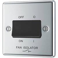 LAP 10AX 1-Gang 3-Pole Fan Isolator Switch Polished Chrome with Black Inserts (822PN)