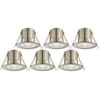 Saxby CosmosEco V3 Fixed Fire Rated LED Recessed Downlights Satin Nickel 6W 500lm 6 Pack (823RE)