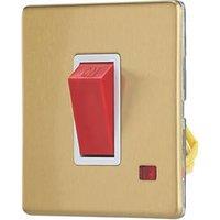 Contactum Lyric 45A 1-Gang DP Control Switch Brushed Brass with Neon with White Inserts (823RP)