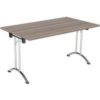 TC Group One Union Rectangular Folding Table Grey Oak/Chrome 1400mm x 700mm (823TT)