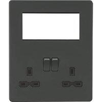Knightsbridge 13A 2-Gang DP Combination Plate Anthracite with Black Inserts (825VF)