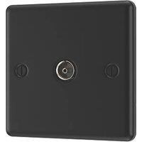 LAP 1-Gang F-Type Coaxial TV / FM Socket Matt Black (828PN)