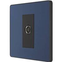 British General Evolve 1-Gang Coaxial TV / FM Socket Blue with Black Inserts (828RF)