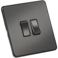 Knightsbridge 10AX 2-Gang 2-Way Light Switch Matt Black (828VF)
