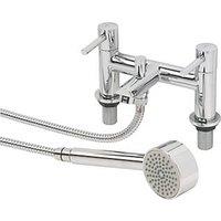 Swirl Essential Deck-Mounted Dual Lever Bath/Shower Mixer Bathroom Tap Chrome (82931)