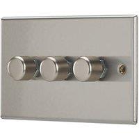 Contactum iConic 3-Gang 2-Way LED Dimmer Switch Brushed Steel (829RR)