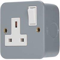 Contactum 13A 1-Gang DP Switched Metal Clad Socket with White Inserts (830RR)
