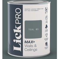 LickPro Max+ 1Ltr Teal 03 Matt Emulsion Paint (831TM)