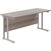 TC Group Aztec Twin Upright Rectangular Office Desk Grey Oak/Silver 1800mm x 600mm (831TT)