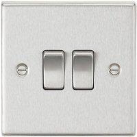 Knightsbridge 10AX 2-Gang 2-Way Light Switch Brushed Chrome (831VF)