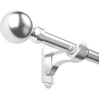 Rothley Brushed Stainless Steel Extendable Curtain Pole w/ Orb Finials 28mm x 165-300cm (831YU)