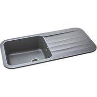 Abode Dune 1 Bowl Granite Composite Kitchen Sink Grey Metallic Reversible 1000mm x 500mm (833RK)