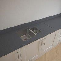 Metis Dark Grey Kitchen Worktop with 1.5 Bowl Stainless Steel Sink 3050mm x 620mm x 15mm (834PW)