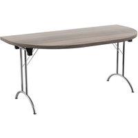TC Group One Union Semi-Circular Folding Table Grey Oak/Silver 1600mm x 800mm (835TT)