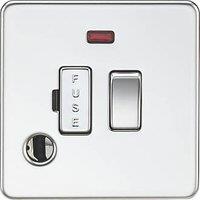 Knightsbridge 13A Switched Fused Spur & Flex Outlet with LED Polished Chrome (836TX)