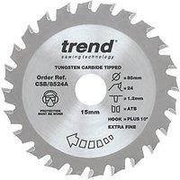 Trend CraftPo CSB/8524A Wood Thin Kerf Circular Saw Blade for Cordless Saws 85mm x 15mm 24T (836XG)