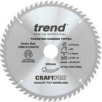 Trend CraftPo CSB/21060TC Wood Thin Kerf Circular Saw Blade for Cordless Saws 210mm x 30mm 60T (838XG)