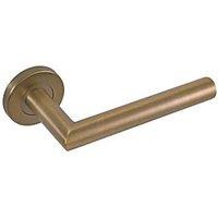 Eclipse Insignia Mitred Fire Rated Lever on Rose Door Handle Pair Antique Brass (839KW)