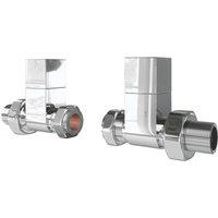ETAL Swelt 15mm x 1/2" Chrome Straight Designer Manual Radiator Valve Head & Body 2 Pack (839VV)