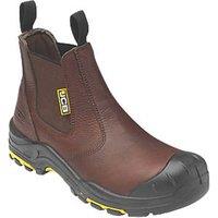 JCB Size 10 Brown Water-Resistant Steel Toe Cap Safety Dealer Boots (840PP)