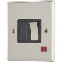 Contactum iConic 13A Switched Fused Spur with Neon Brushed Steel with Black Inserts (840RP)