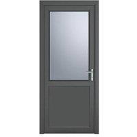 Crystal 1-Panel 1-Obscure Light Left-Handed Anthracite Grey uPVC Back Door 2090mm x 890mm (841JP)