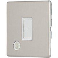 Contactum Lyric 13A Unswitched Fused Spur & Flex Outlet Brushed Steel with White Inserts (843RR)