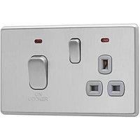 Arlec 45A 2-Gang DP Cooker Switch Stainless Steel with Neon with Colour-Matched Inserts (844RU)