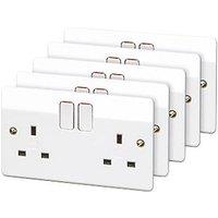 MK Logic Plus 13A 2-Gang DP Switched Plug Sockets White 5 Pack (8458R)