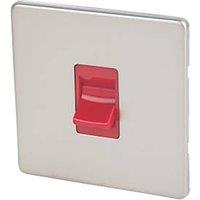 Varilight 45AX 1-Gang DP Cooker Switch Satin Chrome with Red Inserts (8473H)