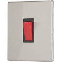 Contactum Lyric 32A 1-Gang DP Control Switch Brushed Steel with Black Inserts (847RR)