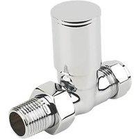Verona 15mm x 1/2" Chrome Straight Modern Manual Radiator Valve Head & Body 2 Pack (84816)