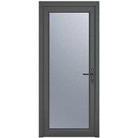 Crystal Fully Glazed 1-Obscure Light Left-Handed Anthracite Grey uPVC Back Door 2090mm x 840mm (849JM)