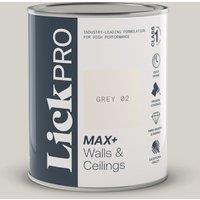LickPro Max+ 1Ltr Grey 02 Matt Emulsion Paint (849TM)