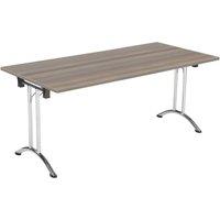 TC Group One Union Rectangular Folding Table Grey Oak/Chrome 1600mm x 800mm (849TT)