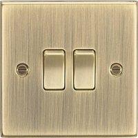 Knightsbridge 10AX 2-Gang 2-Way Light Switch Antique Brass (849TY)