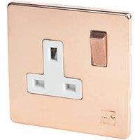 Varilight 13AX 1-Gang DP Switched Plug Socket Anti-Microbial Copper with White Inserts (8503H)