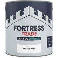 Fortress Trade 2.5Ltr Brilliant White Acrylic Eggshell Emulsion Kitchen & Bathroom Paint (850JM)