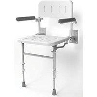 Nymas Wall Mounted Shower Seat with Back Rest And Legs White (851JM)