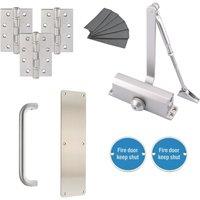 Smith & Locke Fire Rated Pull Handle Door Kit Set Satin Silver (852PC)