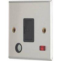 Contactum iConic 13A Unswitched Fused Spur & Flex Outlet with Neon Brushed Steel with Black Inserts (853RP)