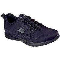 Skechers Ghenter Srelt Size 3 Womens Black Slip-On Occupational Work Trainers (854PR)