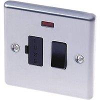 LAP 13A Switched Fused Spur with LED Brushed Stainless Steel with Black Inserts (85673)