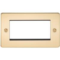 Knightsbridge Flat Plate 4-Module Modular Faceplate Polished Brass (856YA)
