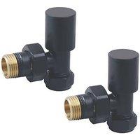 Towelrads 15mm x 1/2" Black Angled Designer Manual Radiator Valve & Lockshield 2 Pack (857RY)
